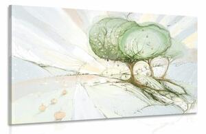 Obraz stromy na pastelovém poli - 60x40 cm