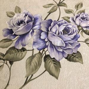 Vliesové tapety na zeď IMPOL Romantico 37226-5, rozměr 10,05 m x 0,53 m, popínavé růže zeleno-fialové, A.S. Création