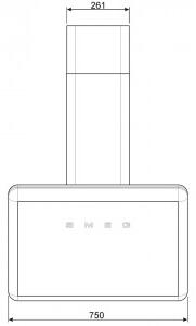 SMEG nástěnný odsavač par s recirkulací 50´s style KFAB75WH, bílá, 75 cm