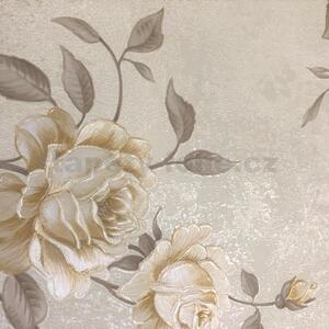 Vliesové tapety na zeď IMPOL Romantico 37226-2, rozměr 10,05 m x 0,53 m, popínavé růže krémovo-hnědé, A.S. Création