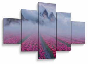 Obraz - Krajina s tulipánovými poli (125x70 cm)