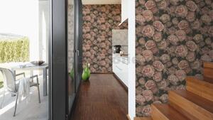 Vliesové tapety IMPOL New Studio 37402-2, rozměr 10,05 m x 0,53 m, květinový vzor růžovo-černý, A.S. Création