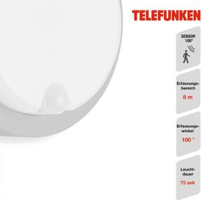BRILONER TELEFUNKEN LED venkovní nástěnné svítidlo s čidlem, pr. 17 cm, 12 W, stříbrná TF 315304TF