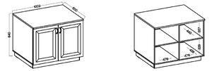 Skříňka dolní dvoudveřová FLAVELA 2D, 100x84x50, bílá/dub artisan