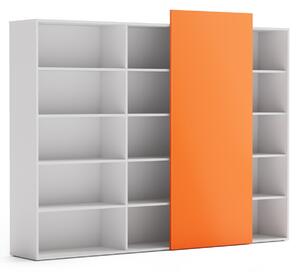 PLAN Skříň vysoká otevřená dlouhá BLOCK white, oranžová