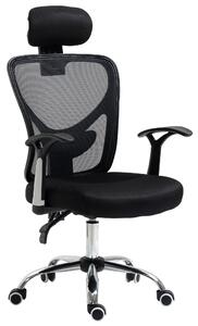 Ergonomická kancelářská židle Vinsetto s mřížkovým potahem, nastavitelnou výškou, sklopnou funkcí, nastavitelnou opěrkou hlavy a bederní oporou 62x67x