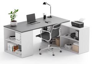 PLAN Kancelářský psací stůl s úložným prostorem BLOCK B01, bílá/grafit