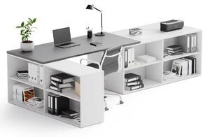 PLAN Kancelářský psací stůl s úložným prostorem BLOCK B02, bílá/grafit