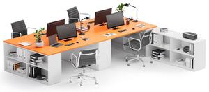 PLAN Kancelářský psací stůl s úložným prostorem BLOCK B05, bílá/oranžová