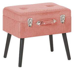 Růžová manšestrová stolička s uložným prostorem MALLARD