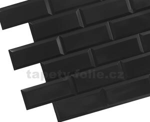 Obkladové panely 3D PVC TP10024060, cena za kus, rozměr 966 x 484 mm, obklad černý lesklý, GRACE