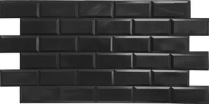 Obkladové panely 3D PVC TP10024060, cena za kus, rozměr 966 x 484 mm, obklad černý lesklý, GRACE