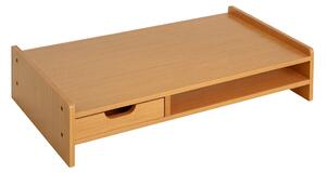 HOMCOM Stojan na monitor z bambusu - Organizér na stůl pro počítačové a přenosné obrazovky 49x25,5x11,5 cm | Aosom