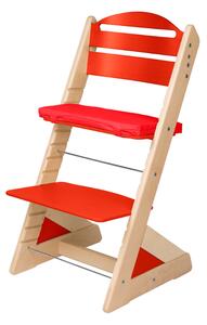 Dětská rostoucí židle Jitro Plus přírodní - červená