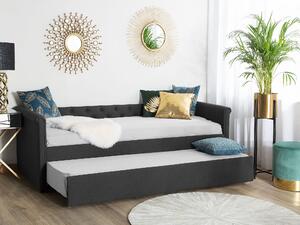 Rozkládací čalouněná postel 80 x 200 cm tmavě šedá LIBOURNE