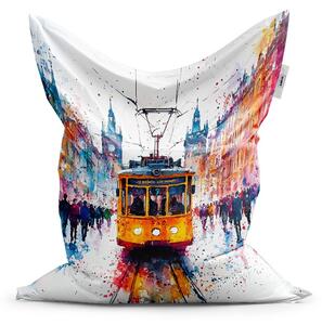 Sedací vak Classic žlutá tramvaj Paint - dětský, barevná