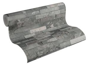 Vliesové tapety na zeď IMPOL 35582-4 Wood and Stone 2, obkladový kámen štípaná břidlice šedá, rozměr 10,05 m x 0,53 m, A.S.Création