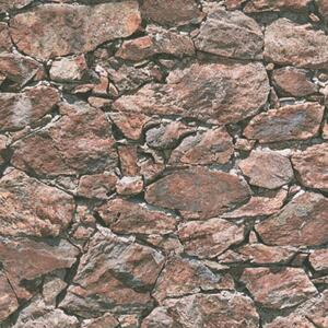Vliesové tapety na zeď IMPOL 35583-2 Wood and Stone 2, ukládaný kámen tmavě hnědý, rozměr 10,05 m x 0,53 m, A.S.Création