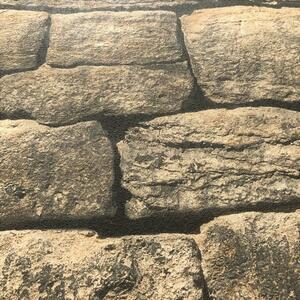 Vliesové tapety na zeď IMPOL 30722-1 Wood and Stone 2, oblý ukládaný kámen hnědý, rozměr 10,05 m x 0,53 m, A.S.Création
