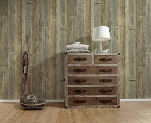 Vliesové tapety na zeď IMPOL 95931-3 Wood and Stone 2, vintage style dřevo přírodní hnědá, rozměr 10,05 m x 0,53 m, A.S.Création