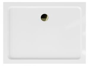 Sprchová vanička MEXEN FLAT se zlatým sifonem 90 x 80 cm bílá