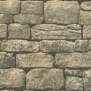 Vliesové tapety na zeď IMPOL 30722-1 Wood and Stone 2, oblý ukládaný kámen hnědý, rozměr 10,05 m x 0,53 m, A.S.Création