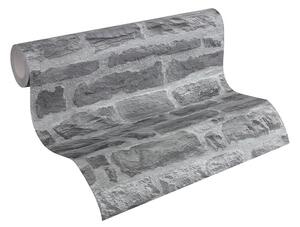Vliesové tapety na zeď IMPOL 31944-2 Wood and Stone 2, cihlová stěna šedo-černá, rozměr 10,05 m x 0,53 m, A.S.Création