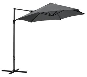 Zahradní slunečník Outsunny Ø256x245 cm s 360° otočným ramenem, manuálním otvíráním a křížovou základnou pro terasu venku | Aosom