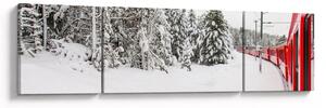 Obraz - Vlak v zasněžené krajině (170x50 cm)