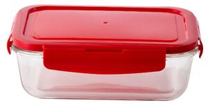 Dóza na potraviny z borosilikátového skla United Colors of Benetton / obdélníkový tvar / 1,18 l / čirá / červená