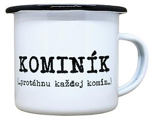 Smaltovaný hrnek plecháček s potiskem kominík, 330 ml