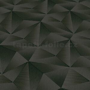 Vliesové tapety na zeď IMPOL Spotlight 3 10106-15, rozměr 10,05 m x 0,53 m, jehlany 3D černé s metalickými odlesky, ERISMANN