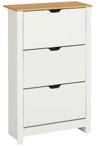 HOMCOM Moderní botník do předsíně - úložný prostor pro 18 párů bot s vyklápěcími zásuvkami a nastavitelnými policemi 72x26x112 cm bílý | Aosom