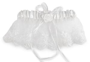 Svatební podvazek krajkový - 1 Off White
