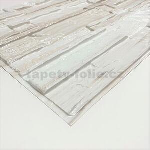 Obkladové panely 3D PVC 15, cena za kus, rozměr 440 x 580 mm, ukládaný kámen krémový, IMPOL TRADE