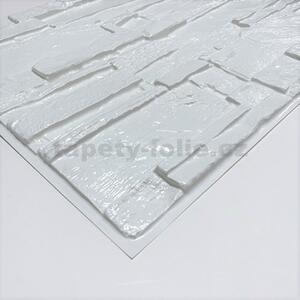 Obkladové panely 3D PVC 14, cena za kus, rozměr 440 x 580 mm, ukládaný kámen bílý, IMPOL TRADE