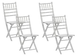 Sada 4 skládacích stříbrných dřevěných jídelních židlí MACHIAS