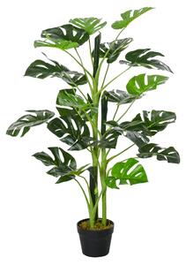 Umělá rostlina Outsunny 100 cm Umělý Monstera s 21 listy a květináčem do domácnosti nebo kanceláře Zelená | Aosom