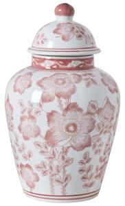 Váza s víkem MOGUER Porcelán 36 cm Červená/Bílá