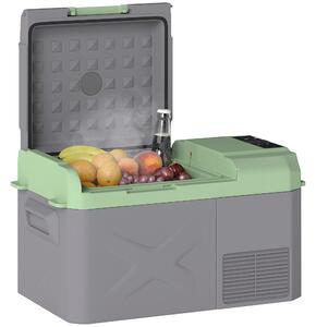 Outsunny Přenosný Elektrický Chladicí Box 17,4L Auto Lednička 12V-220V Mini Chladnička s Kompresorem LED Světlem Digitálním Displejem ECO a MAX Režimy