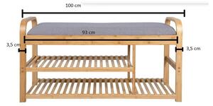 Šedý/přírodní bambusový botník s lavicí – Leitmotiv
