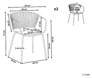 Sada 2 kovových židlí mědená RIGBY