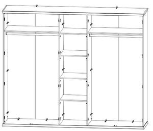 ŠATNÍ SKŘÍŇ SE ZRCADLEM, tmavě šedá, dub artisan, 255/209/60 cm Hom`in - Šatní skříně