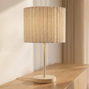 Lindby Stolní lampa Libbie, výška 45 cm, plátno, krémová, E27, Krémová / jantar, Obývací pokoj / jídelna, Textil / tkanina / hedvábí