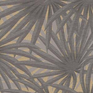 Vliesové tapety na zeď IMPOL Metropolitan Stories 37861-1, rozměr 10,05 m x 0,53 m, palmové listy šedé na matně zlatém podkladu, A.S.Création