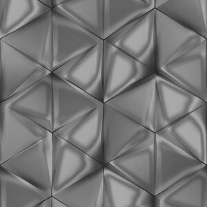 Vliesové tapety na zeď IMPOL Onyx M34909, rozměr 10,05 m x 0,53 m, 3D hexagony šedo-stříbrné, UGÉPA