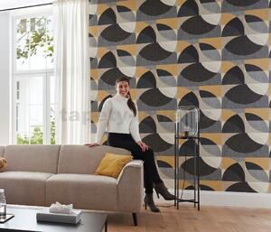 Vliesové tapety na zeď ERISMANN Elle Decoration 10150-15, rozměr 10,05 m x 0,53 m, geometrický vzor okrovo-šedý, ERISMANN