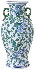 Váza na květiny SEGOWIA Porcelán 47 cm Bílá/Modrá