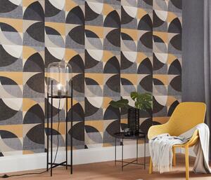 Vliesové tapety na zeď ERISMANN Elle Decoration 10150-15, rozměr 10,05 m x 0,53 m, geometrický vzor okrovo-šedý, ERISMANN