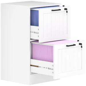 HOMCOM Kancelářský Zásuvkový Souborový Skříň s 2 Zásuvkami a Zámky na Závěsné Katalogy pro A4 a Letter 40x40x71 cm Bílá | Aosom